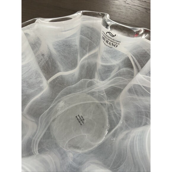 Murano Glass Italy James Wavy Winter White Decorative Bowl w/tags - Picture 6 of 13